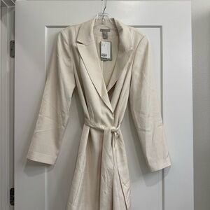 H&M Cream Textured Wrap Blazer